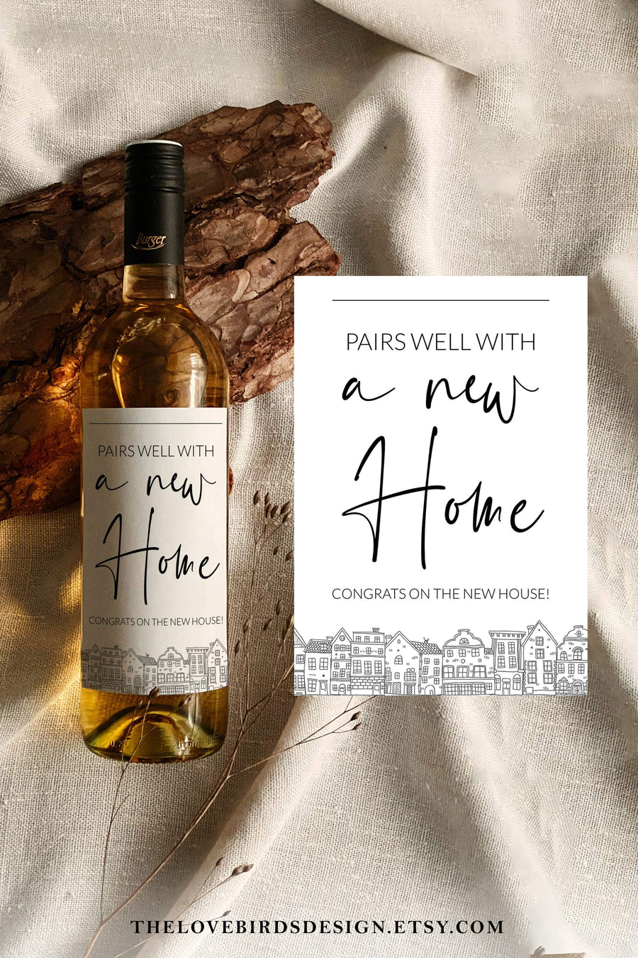 New Home Wine Label Template, Pairs Well With New House Housewarming Gift - marryful.org