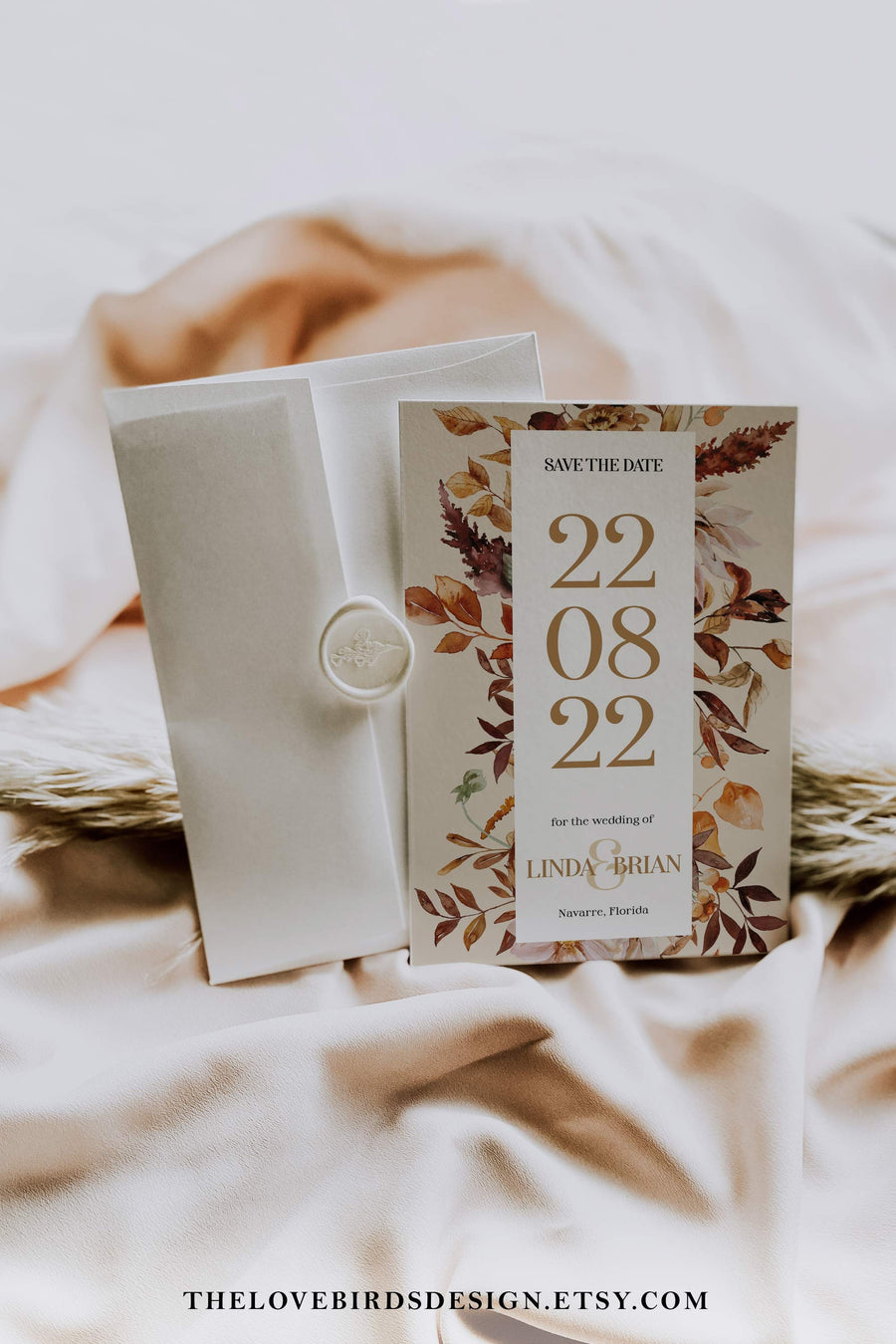 Fall Wedding Save the Date, Boho Autumn Wedding Invitation Editable Printable Calendar Template 060FA-STD - marryful.org