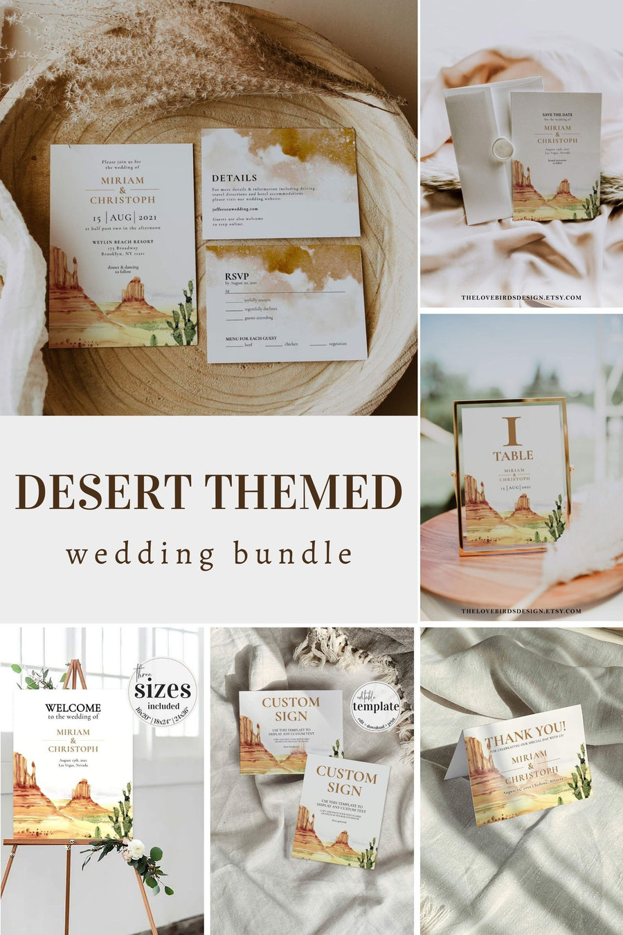 Desert Wedding Invitation Bundle Template, Monument Valley Arizona Western Wedding Set 064AR-WEBUNDLE - marryful.org