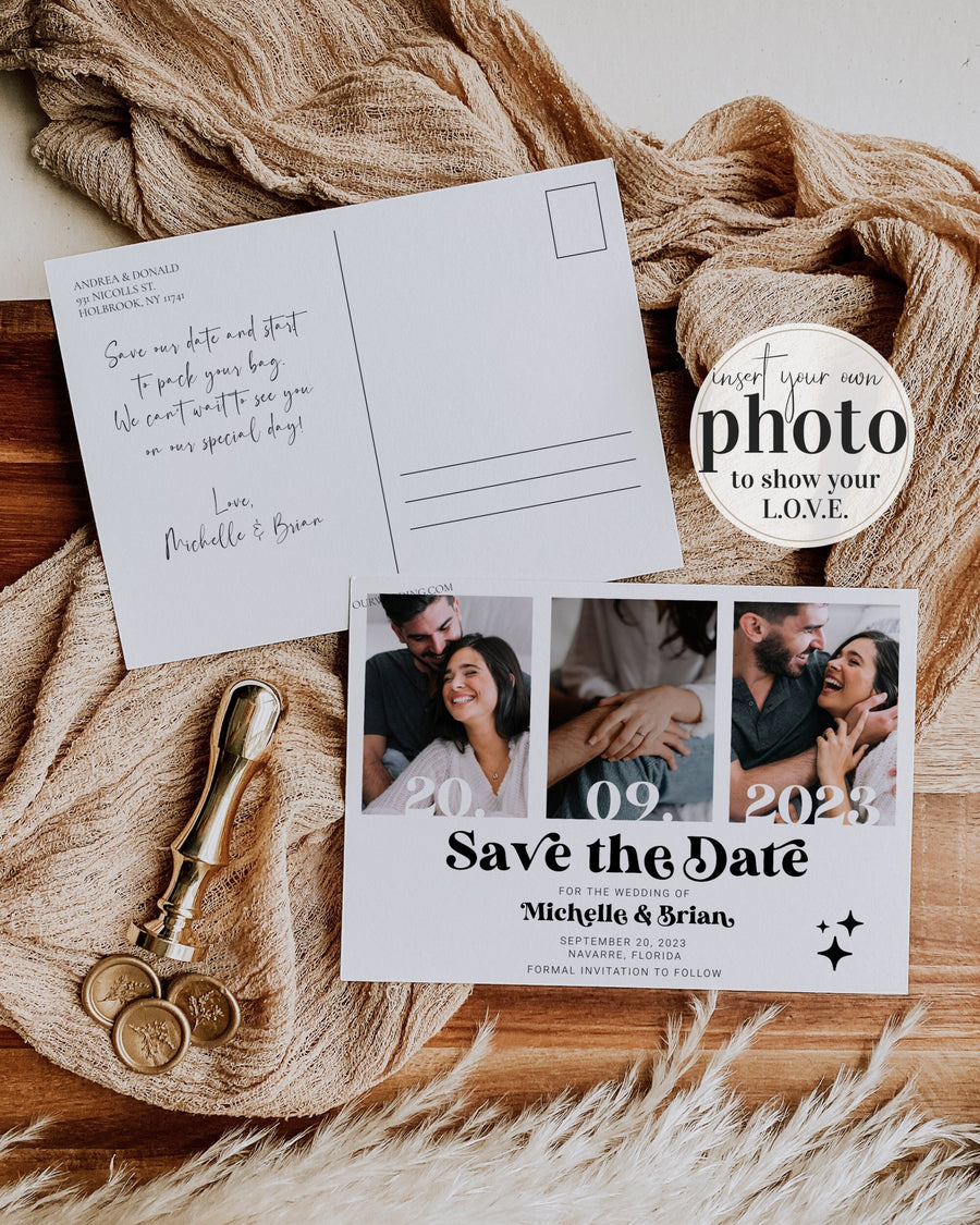 Retro 70s Save the Date for 70s themed vintage wedding | Retro Wedding Invite, Groovy Wedding Invitation | Editable Template #065b - marryful.org