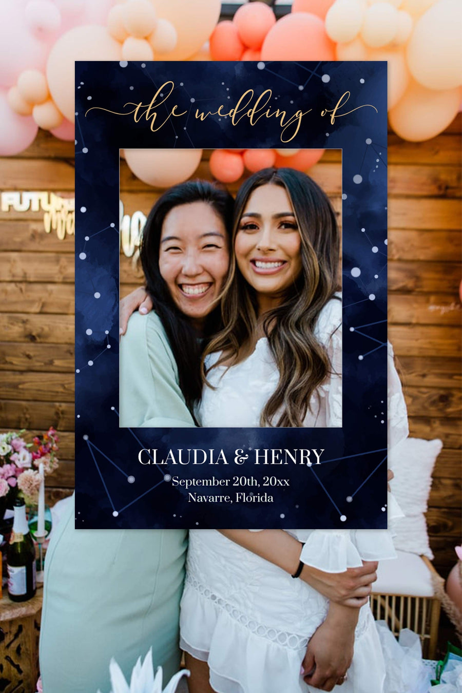 Celestial Photo Booth Frame Template, Moon Wedding or Birthday Printable 066CE-PHFR - marryful.org