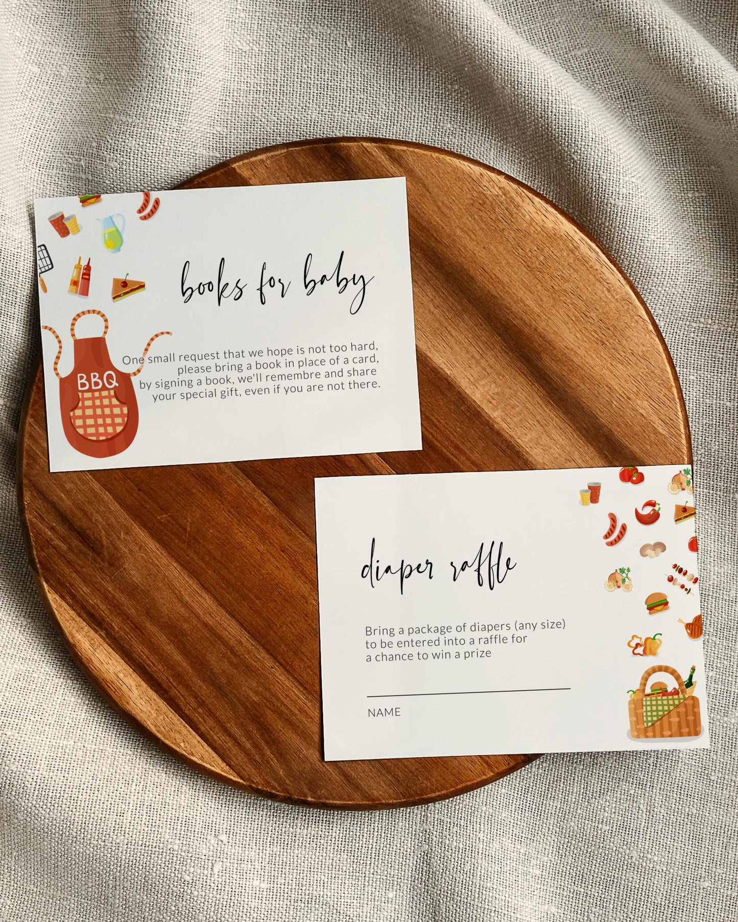 BBQ Baby Shower Invitation Template to Download and Print, Barbeque Shower Invite with Diaper Raffle & Books for Baby #072a - TheLovebirdsDesign