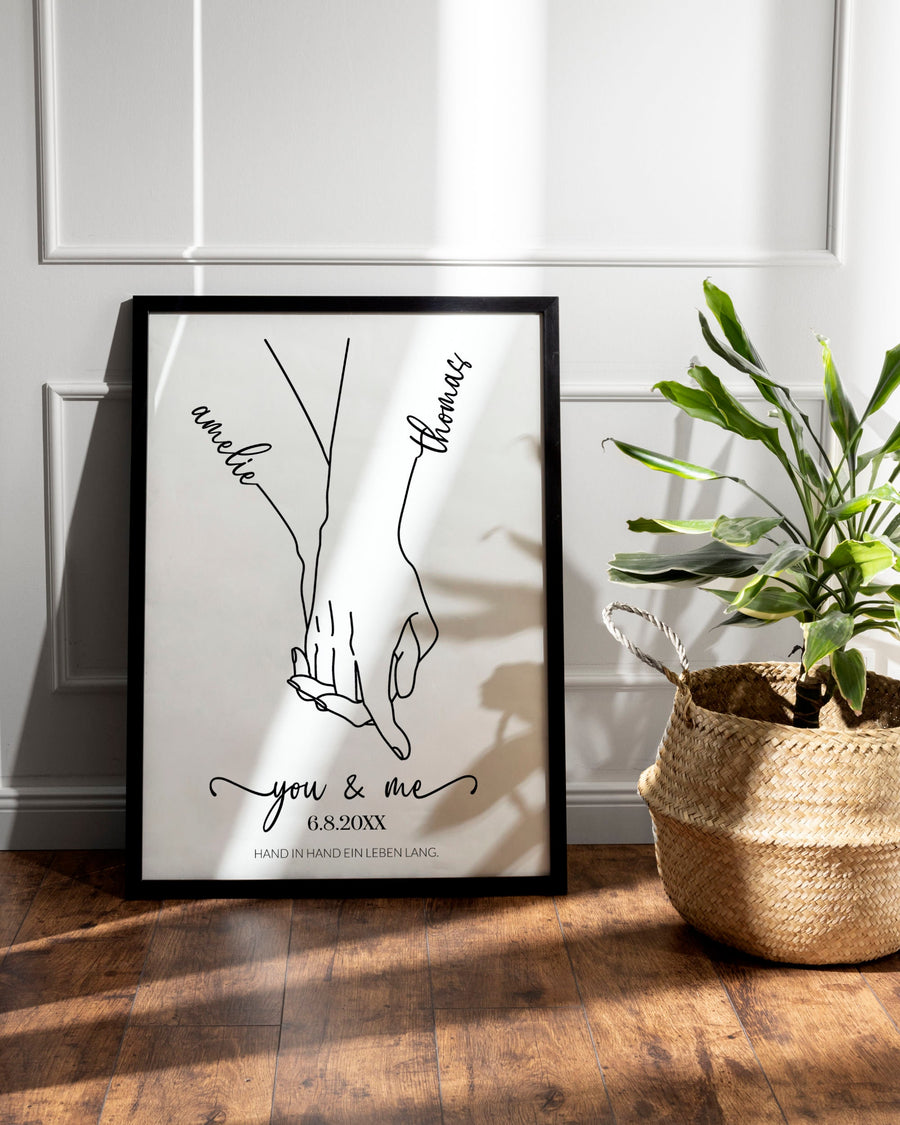 Newlywed Anniversary Gift Template, You and Me Hand in Hand Printable Keepsake 075PF-ANGISI - marryful.org