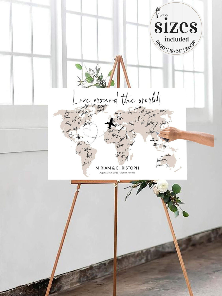 Destination Wedding Guestbook Sign Template, Globe Guestbook Alternative Printable 072W-GUBK-SIGN - marryful.org
