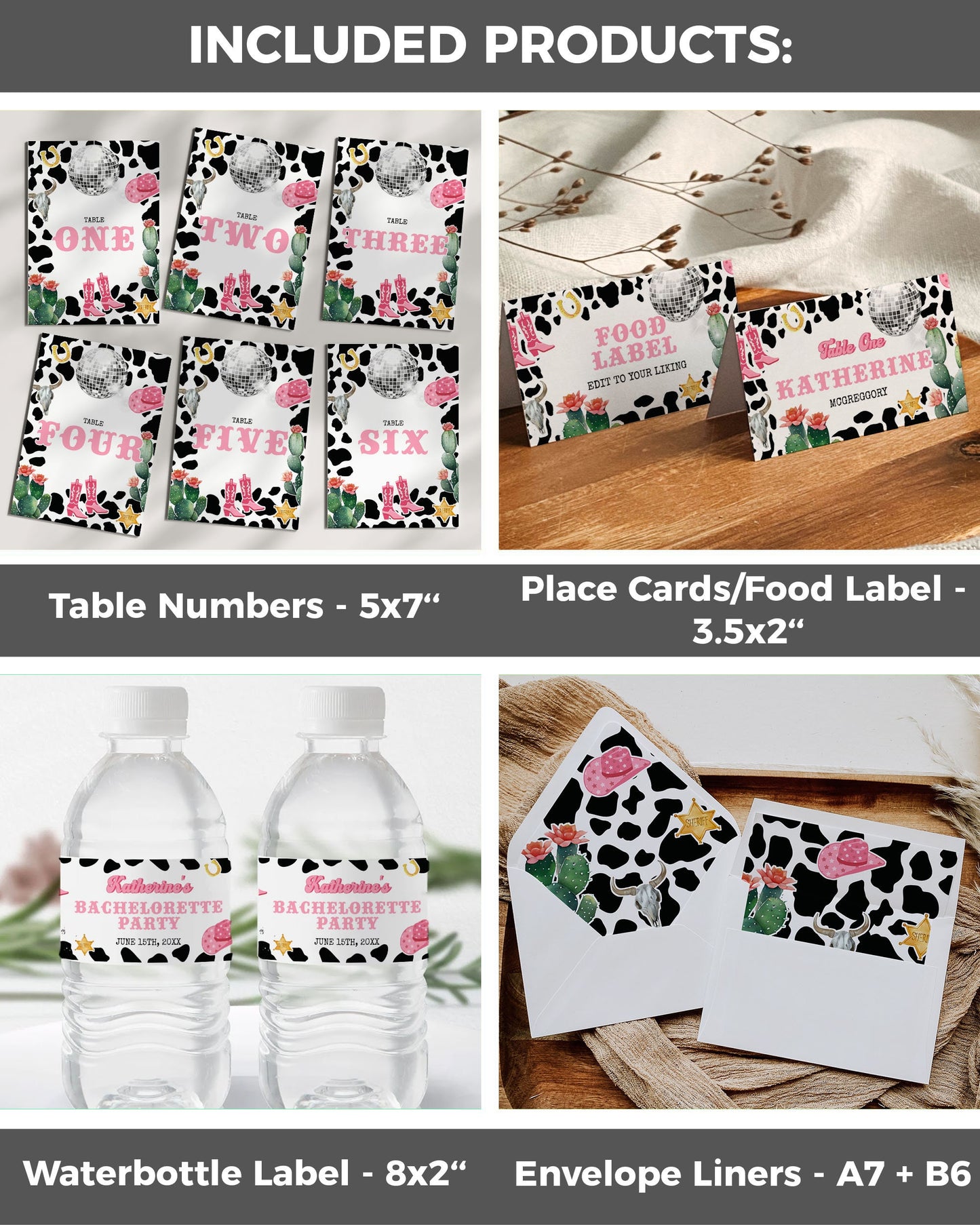 Editable Disco Cowgirl Party Bundle | Space Cowgirl Bachelorette Decorations | 12 Instant Download Templates included #022 - TheLovebirdsDesign