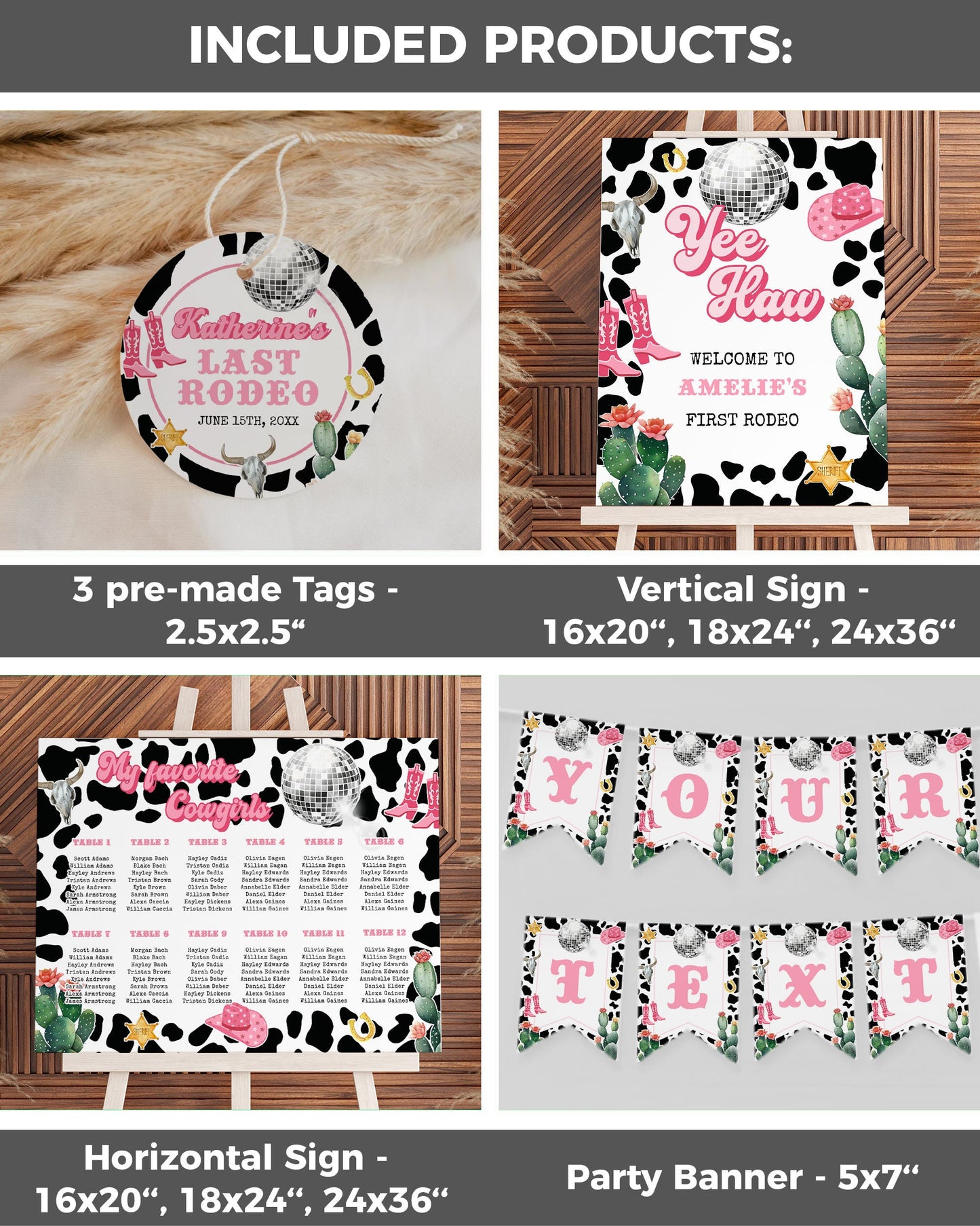 Editable Disco Cowgirl Party Bundle | Space Cowgirl Bachelorette Decorations | 12 Instant Download Templates included #022 - TheLovebirdsDesign