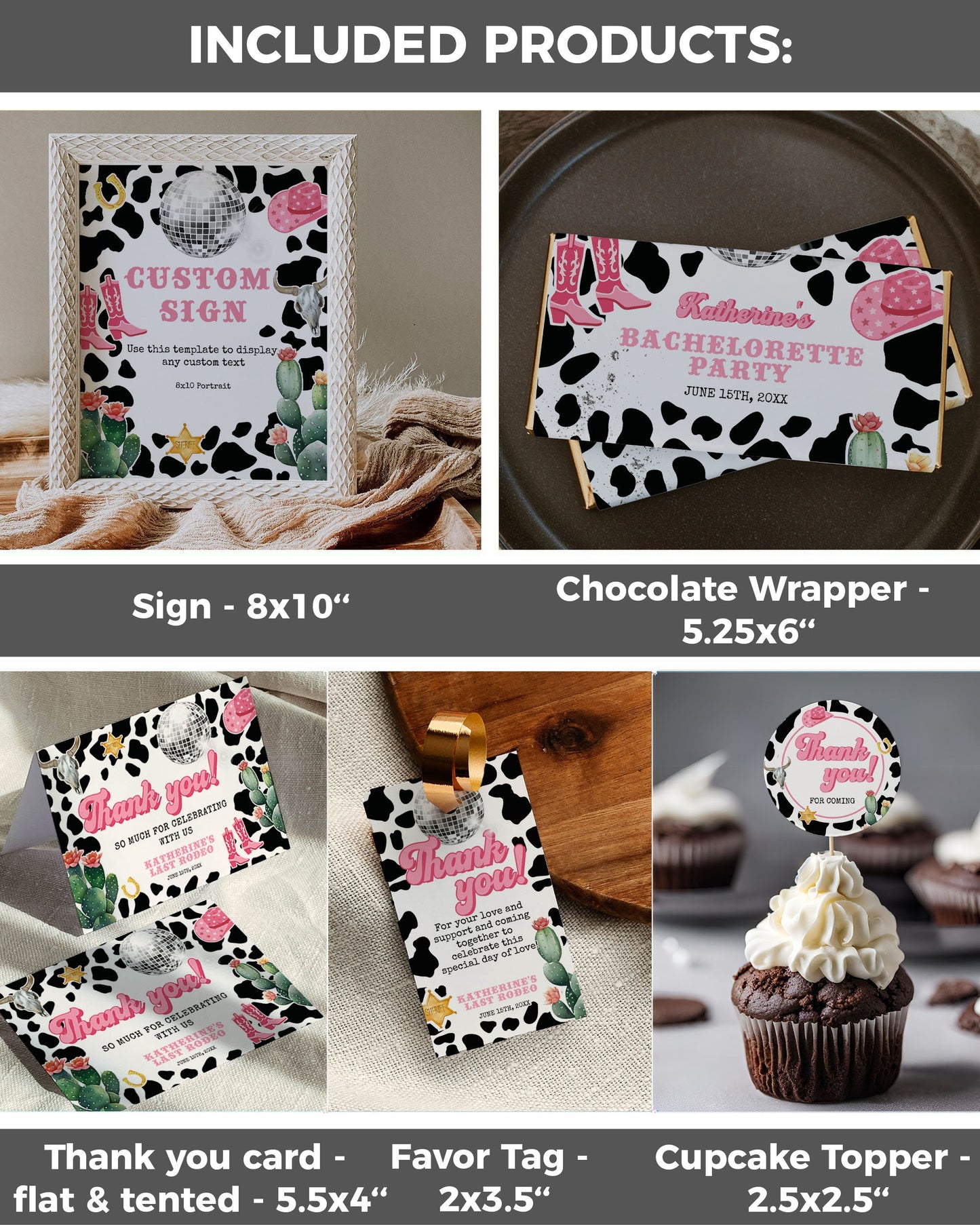 Editable Disco Cowgirl Party Bundle | Space Cowgirl Bachelorette Decorations | 12 Instant Download Templates included #022 - TheLovebirdsDesign