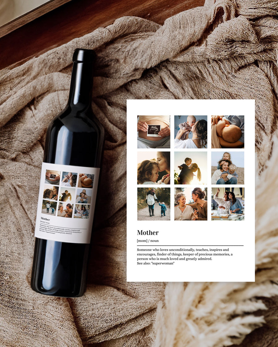 Editable Mothers Day Gift for Mom, Customized Photo Wine Label from Kids or Husband, Wine Basket Gift for Mother | Printable Template #022 - marryful.org