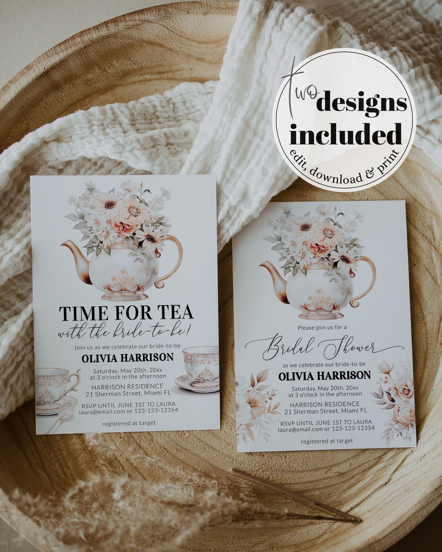 Editable Bridgertone Teaparty Invitation for Regency Core Bridal Shower, Garden Party Invite, Belle Invitation Printable Template #073 - TheLovebirdsDesign