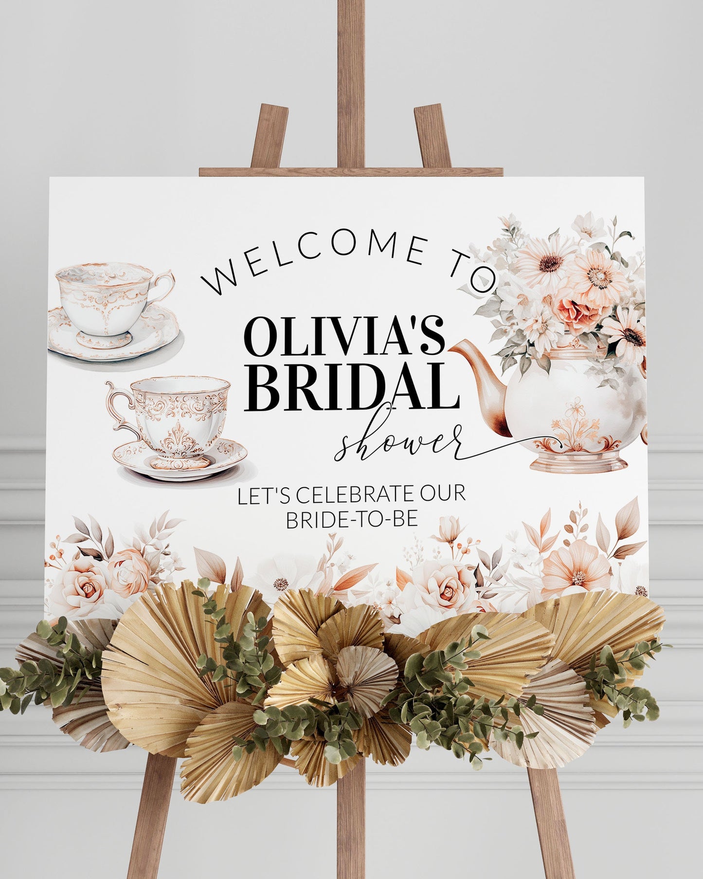 Bridal Garden Teaparty Welcome Sign Downloadable Teaparty Decoration Sign Bridgertone Cottagecore Custom Sign Bridal Tea Party Template #073 - TheLovebirdsDesign