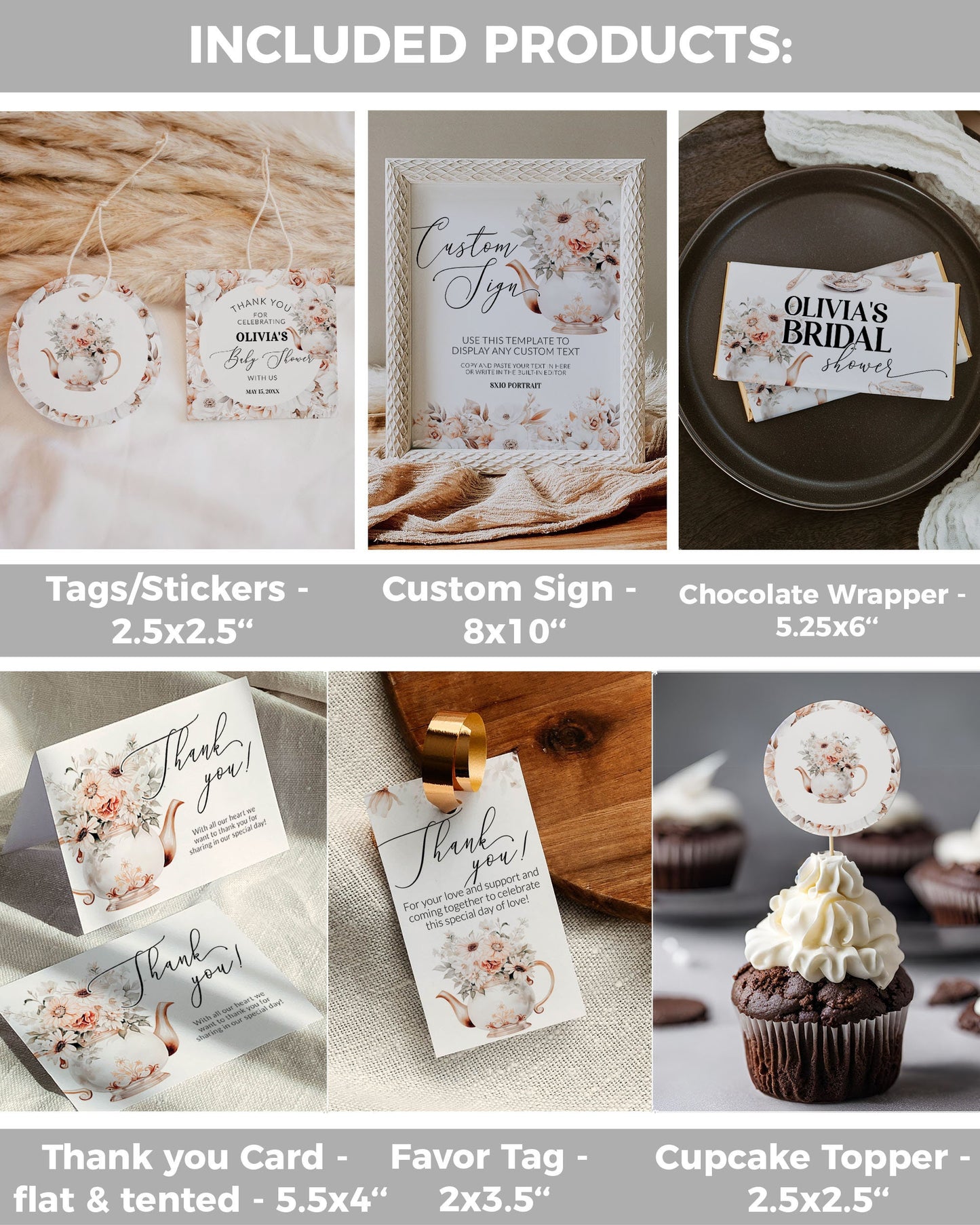 Bridgertone Themed Teaparty Bundle and Decorations Set, Downloadable Regency Core Bridal Shower Bundle, Tea Party Invitation Template #073 - TheLovebirdsDesign