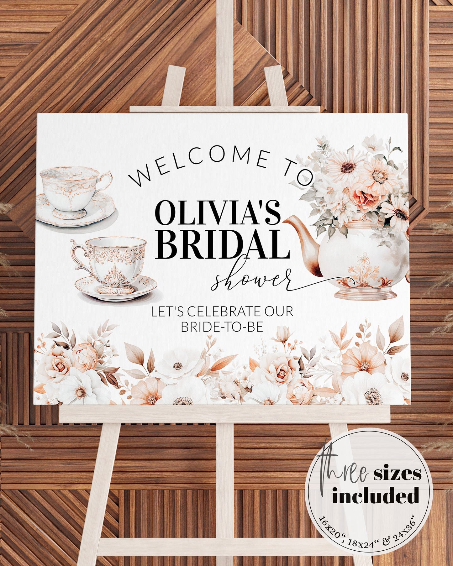 Bridal Garden Teaparty Welcome Sign Downloadable Teaparty Decoration Sign Bridgertone Cottagecore Custom Sign Bridal Tea Party Template #073 - TheLovebirdsDesign