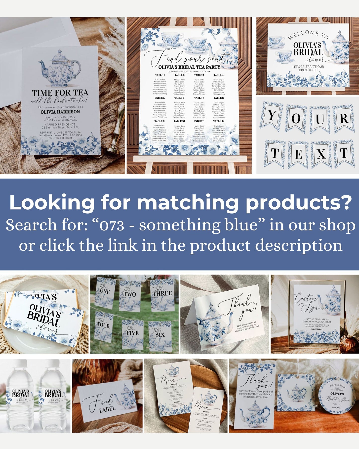 Blue Toile Teaparty Birthday Invitation, Cottagecore Garden Party Birthday Invite, Royal High Tea Download Best-Tea Birthday Printable #073 - TheLovebirdsDesign