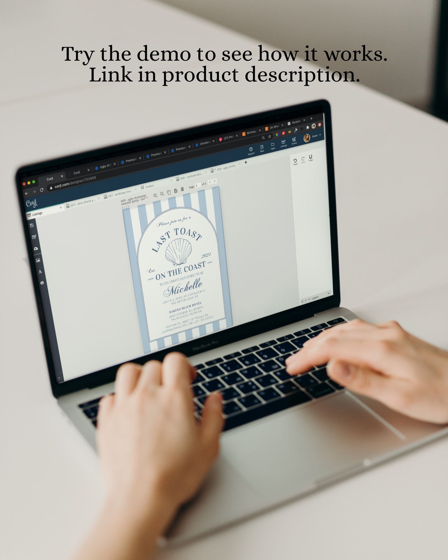Coastal Bachelorette Mimosa Drinks Bar Menu Template for Last Toast on Coast, Nautical Bachelorette Cocktail Menu Printable Template #072 - TheLovebirdsDesign