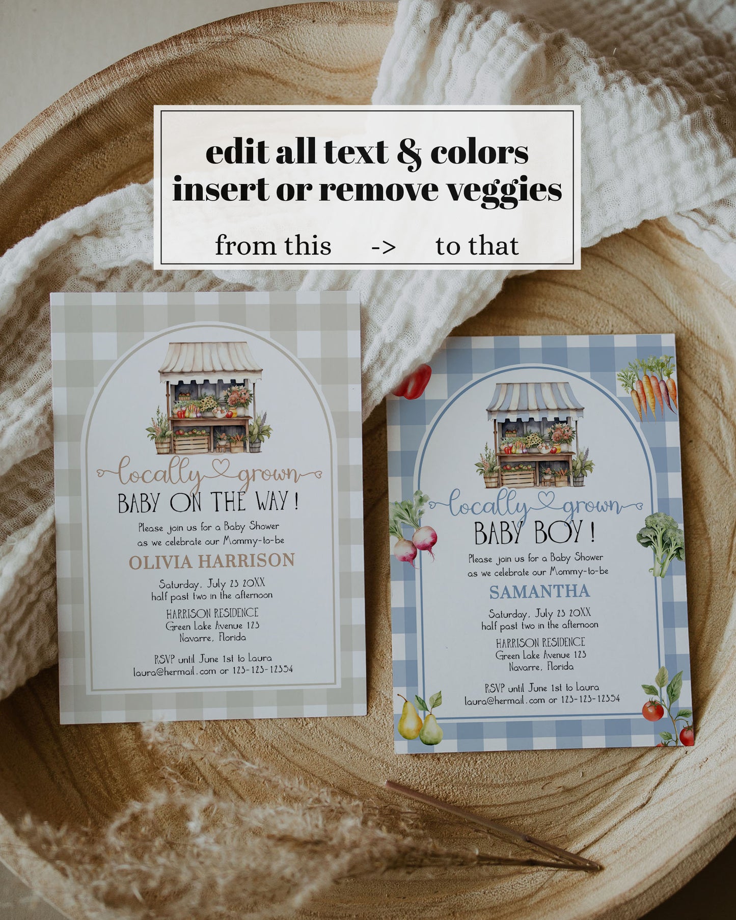 Locally Grown Thank you Tags for Farmers Market Baby Shower Favors, Party Favor Tags Labels Cupcake Topper Sticker Printable Template #068 - TheLovebirdsDesign