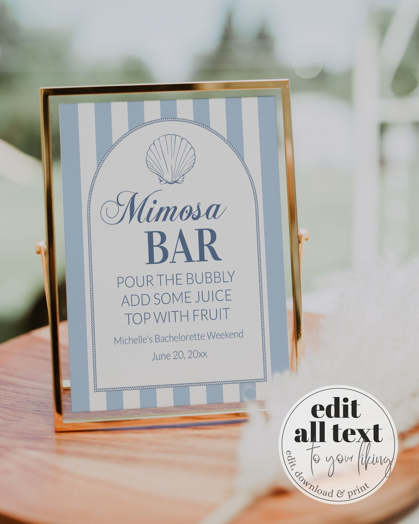 Coastal Bachelorette Mimosa Drinks Bar Menu Template for Last Toast on Coast, Nautical Bachelorette Cocktail Menu Printable Template #072 - TheLovebirdsDesign