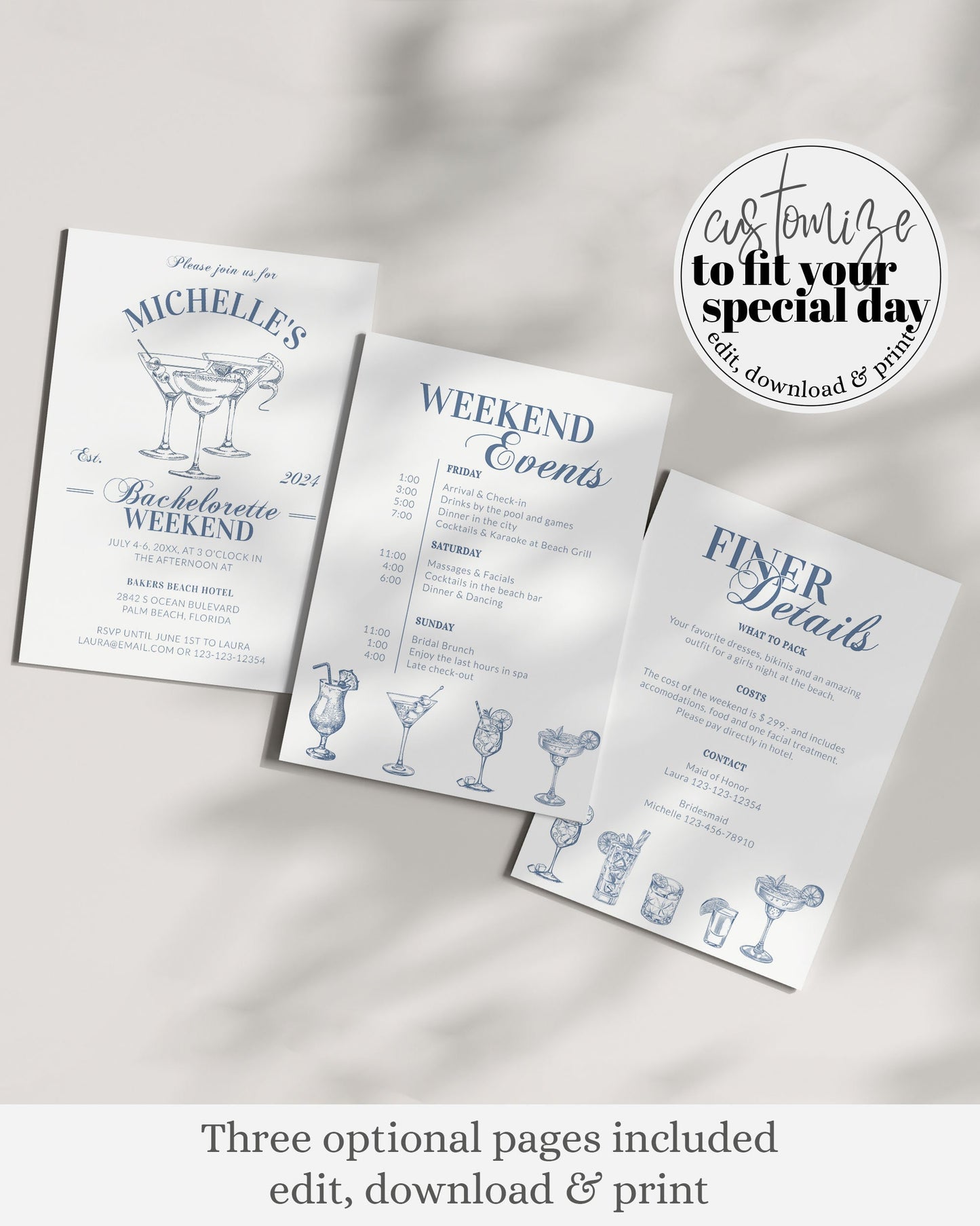The Bach Club Invitation Luxury Bachelorette Itinerary The Bach Social Club Template Cocktail Bachelorette Invite Editable Itinerary #072 - TheLovebirdsDesign
