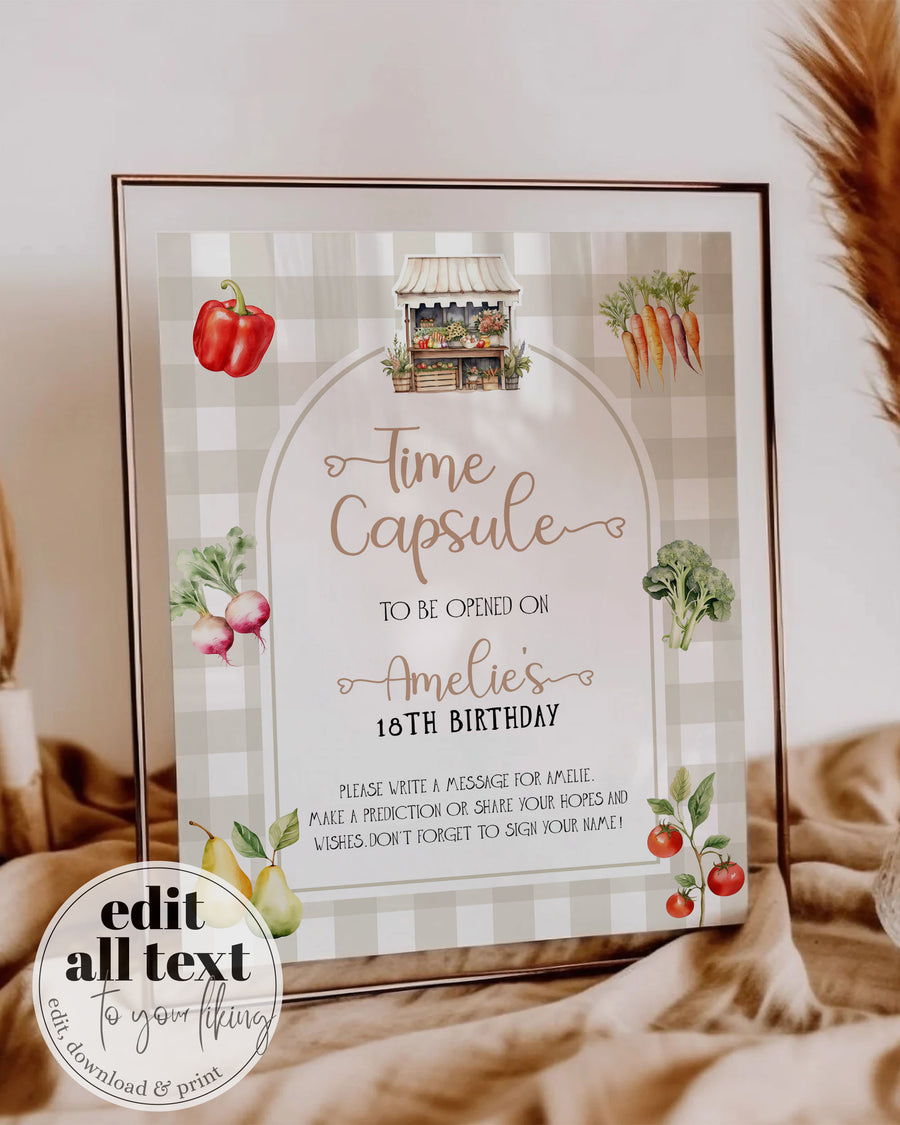 Farmers Market Time Capsule Game Template, Locally Grown Baby Shower Keepsake Cards 003LG-TICA - marryful.org