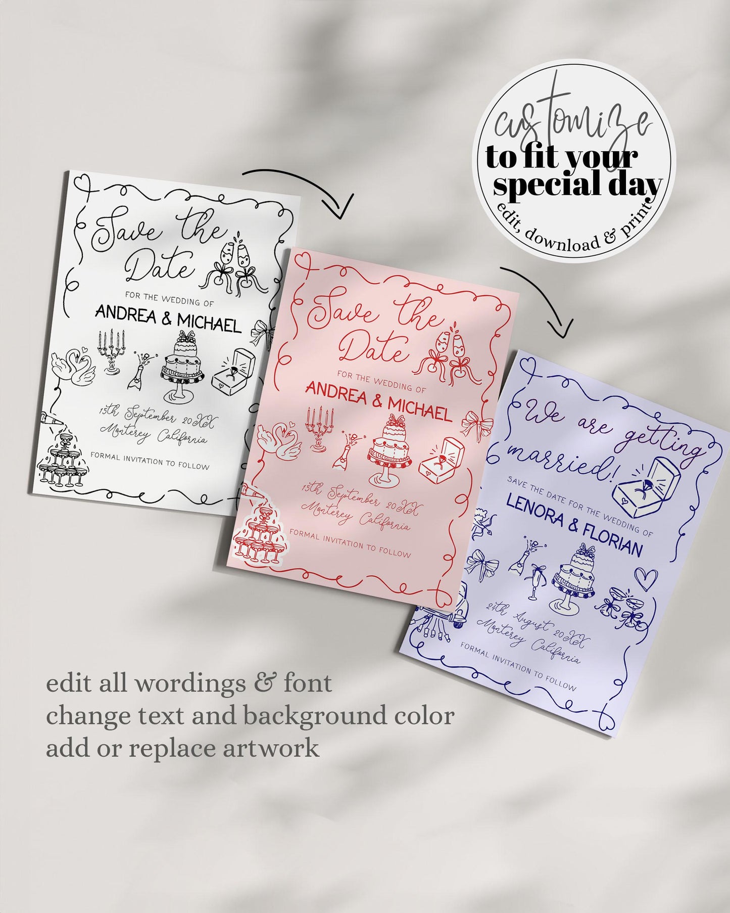 Handdrawn Wavy Adult Birthday Invite Scribble 30th Birthday Invite Funky Doodle Invite Whimsical Fun Birthday Party Invitation Template #070 - TheLovebirdsDesign