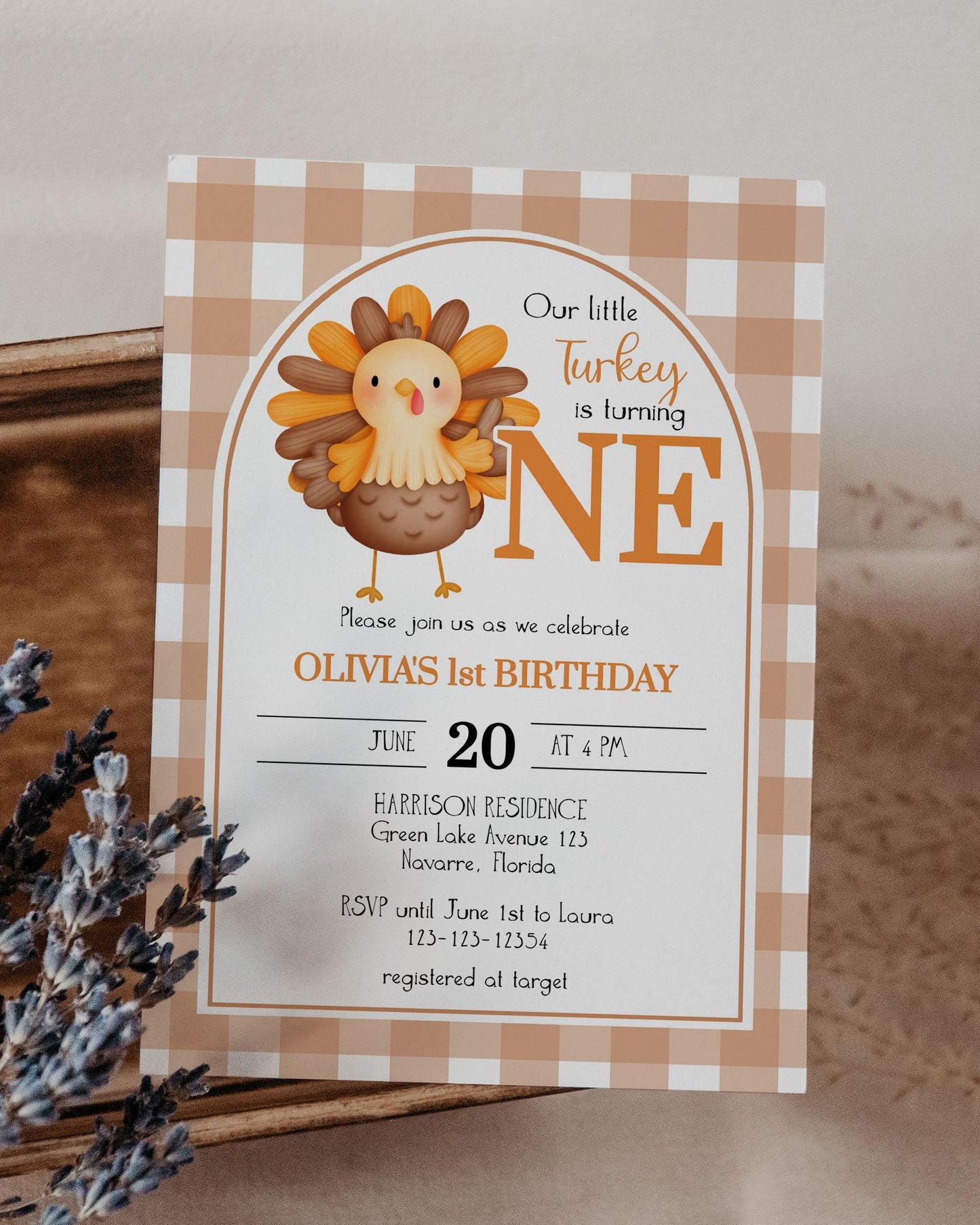 Our Little Turkey is Turning One First Birthday Invitation, Thanksgiving 1st Birthday Party Invite, Editable Fall Autumn Birthday Suite #068 - TheLovebirdsDesign