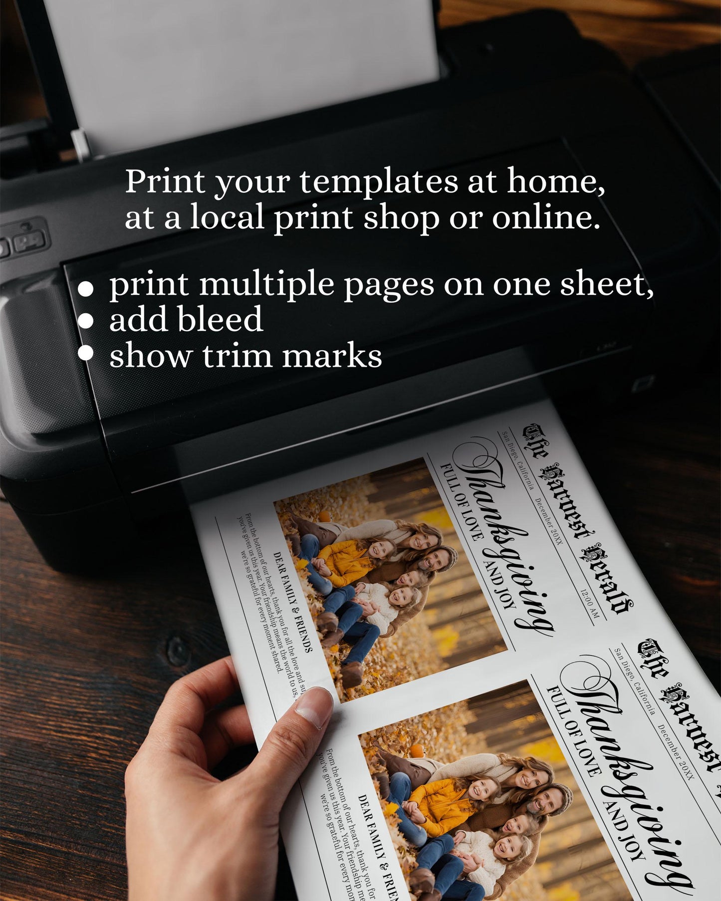 Thanksgiving Newspaper Template, Friends Giving Newspaper Dinner Invitation, Editable Thankful Invite, Large Newspaper 4 Pages #065b - TheLovebirdsDesign