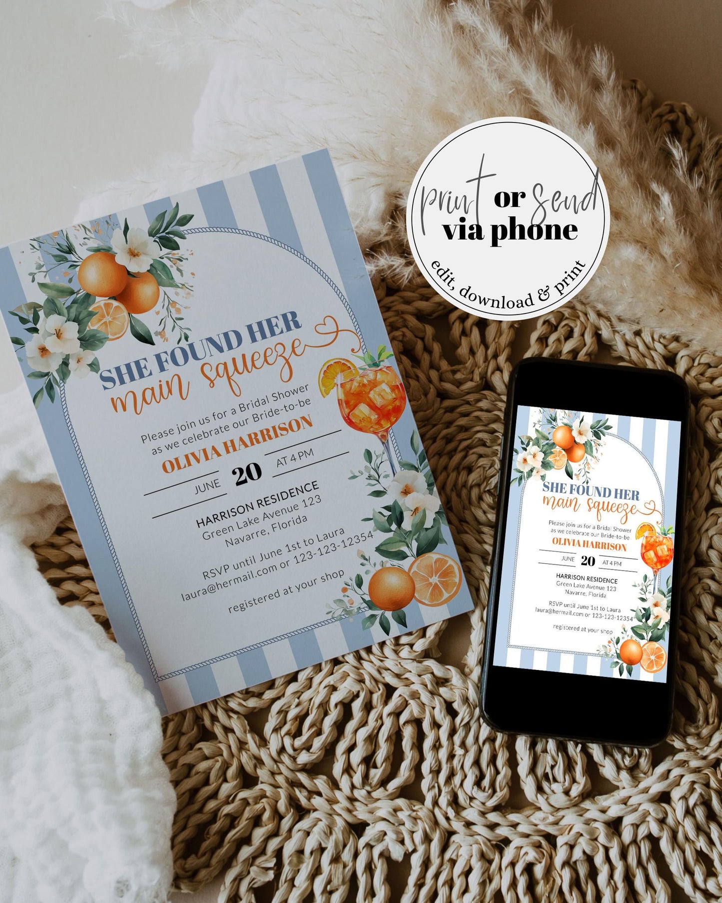 Amalfi Bachelorette Party Invitation, Aperol Spritz Bachelorette Weekend Itinerary, Mediterranean Bridal Shower in Positano Printable #072 - TheLovebirdsDesign