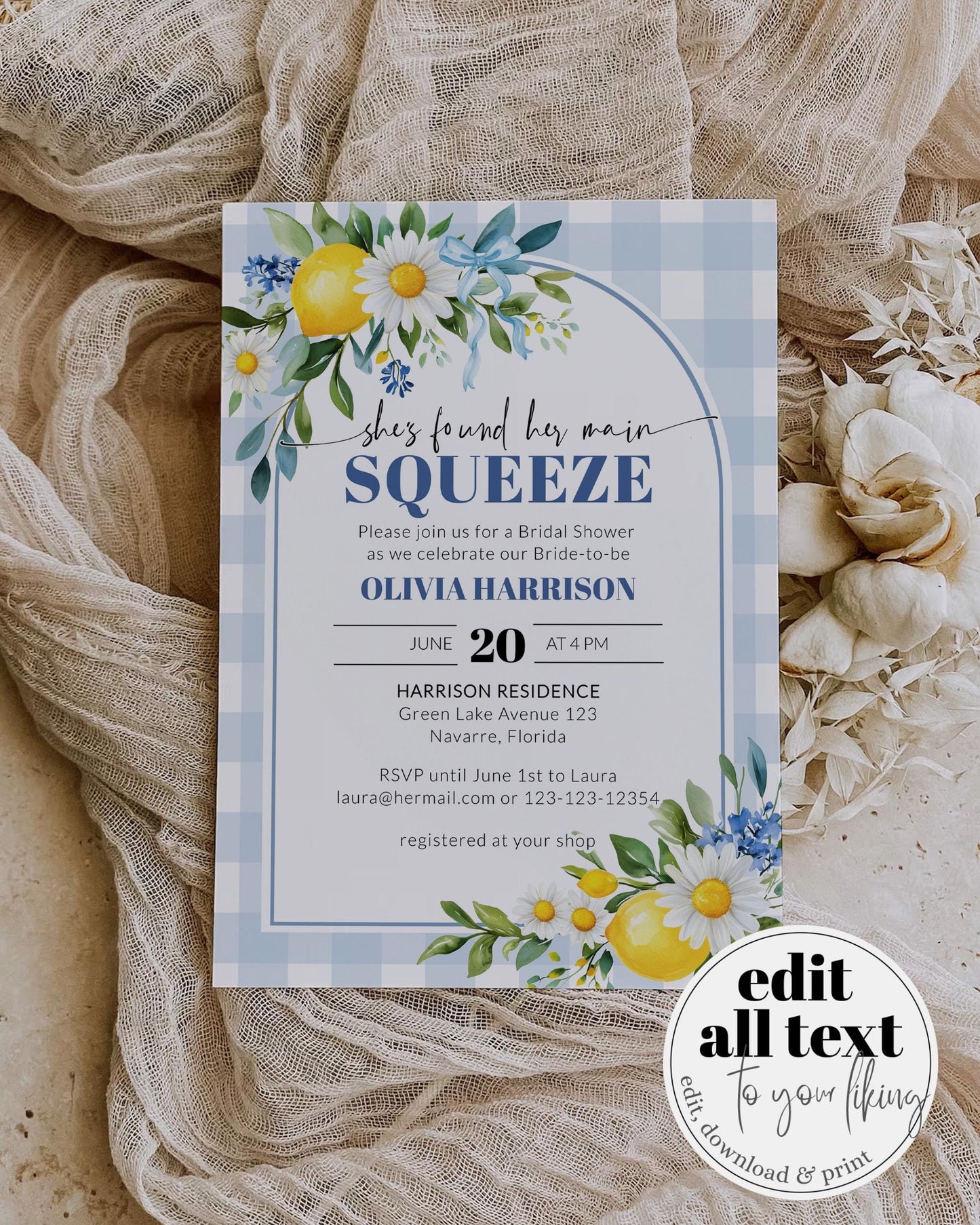 Amalfi Coast Bridal Shower Invitation, Positano Limoncello Bridal Shower Suite for Mediterranean Bride, La Dolce Vita Printable Template#068 - TheLovebirdsDesign