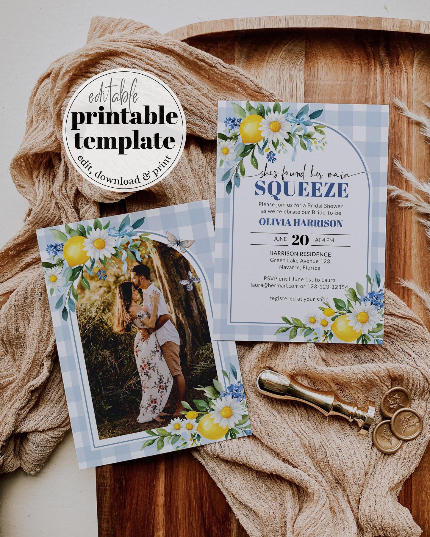 Amalfi Coast Bridal Shower Invitation, Positano Limoncello Bridal Shower Suite for Mediterranean Bride, La Dolce Vita Printable Template#068 - TheLovebirdsDesign