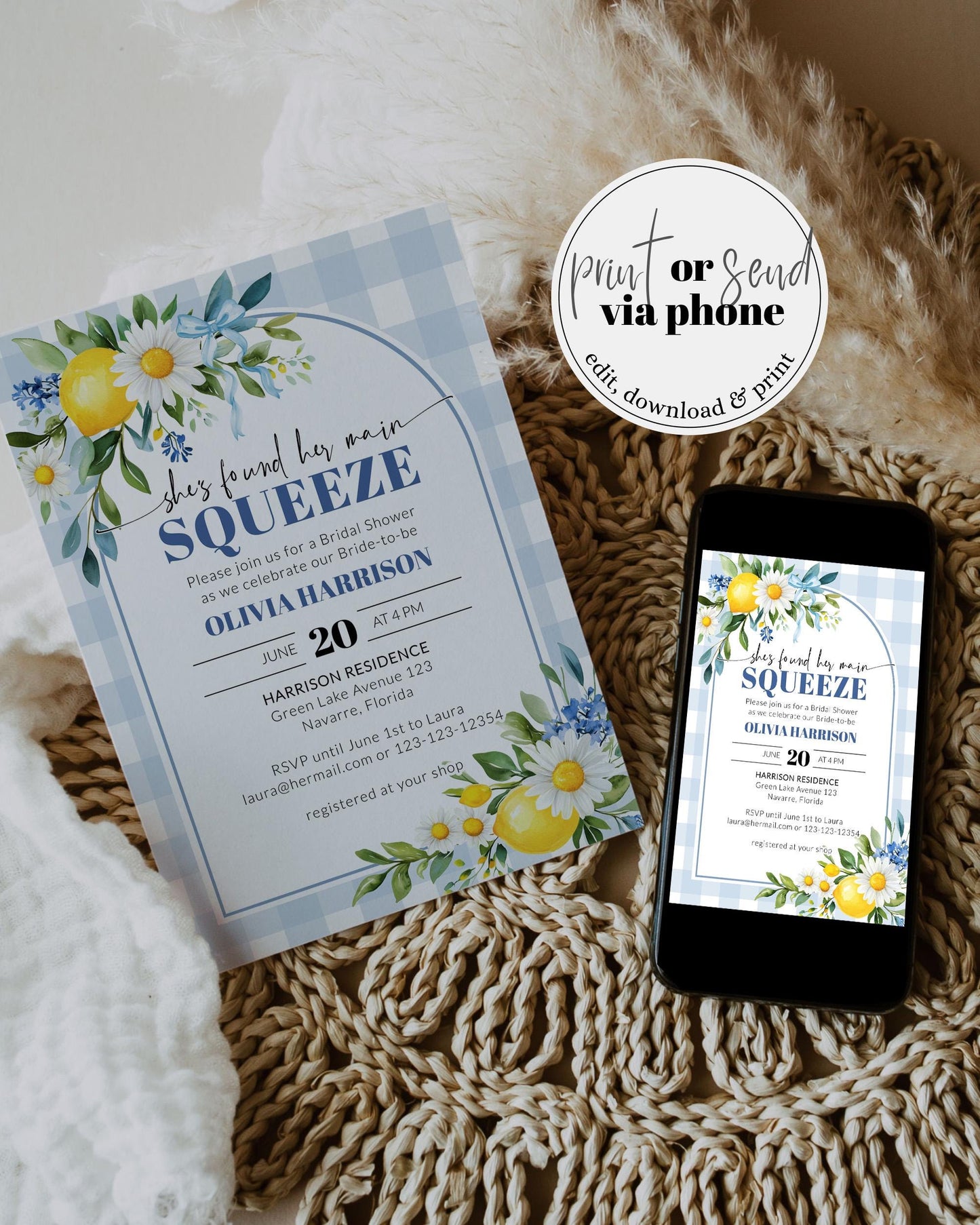Amalfi Coast Bridal Shower Invitation, Positano Limoncello Bridal Shower Suite for Mediterranean Bride, La Dolce Vita Printable Template#068 - TheLovebirdsDesign
