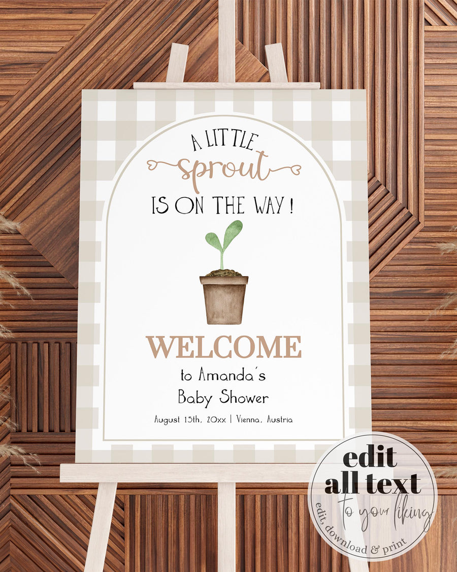 Little Sprout Baby Shower Welcome Sign Farmers Market Theme Gender Neutral Party Template 003LS2-WLCM - marryful.org