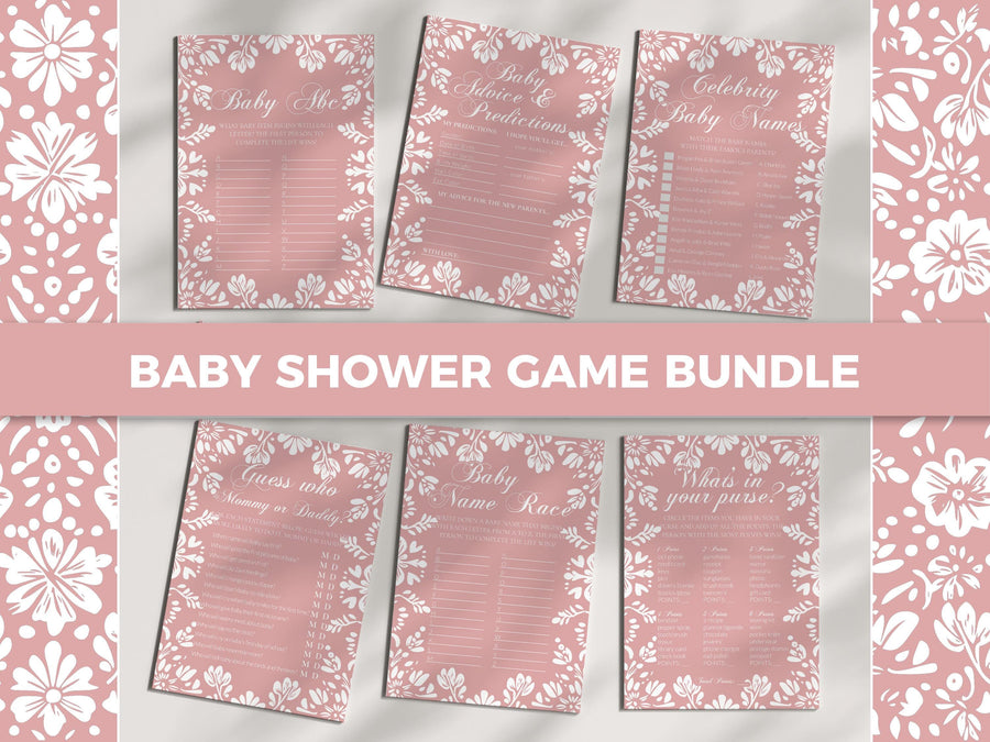 Cielito Lindo Baby Shower Games Bundle Template, Pink Mexican Fiesta Shower Game 001PI-GAMEB - marryful.org