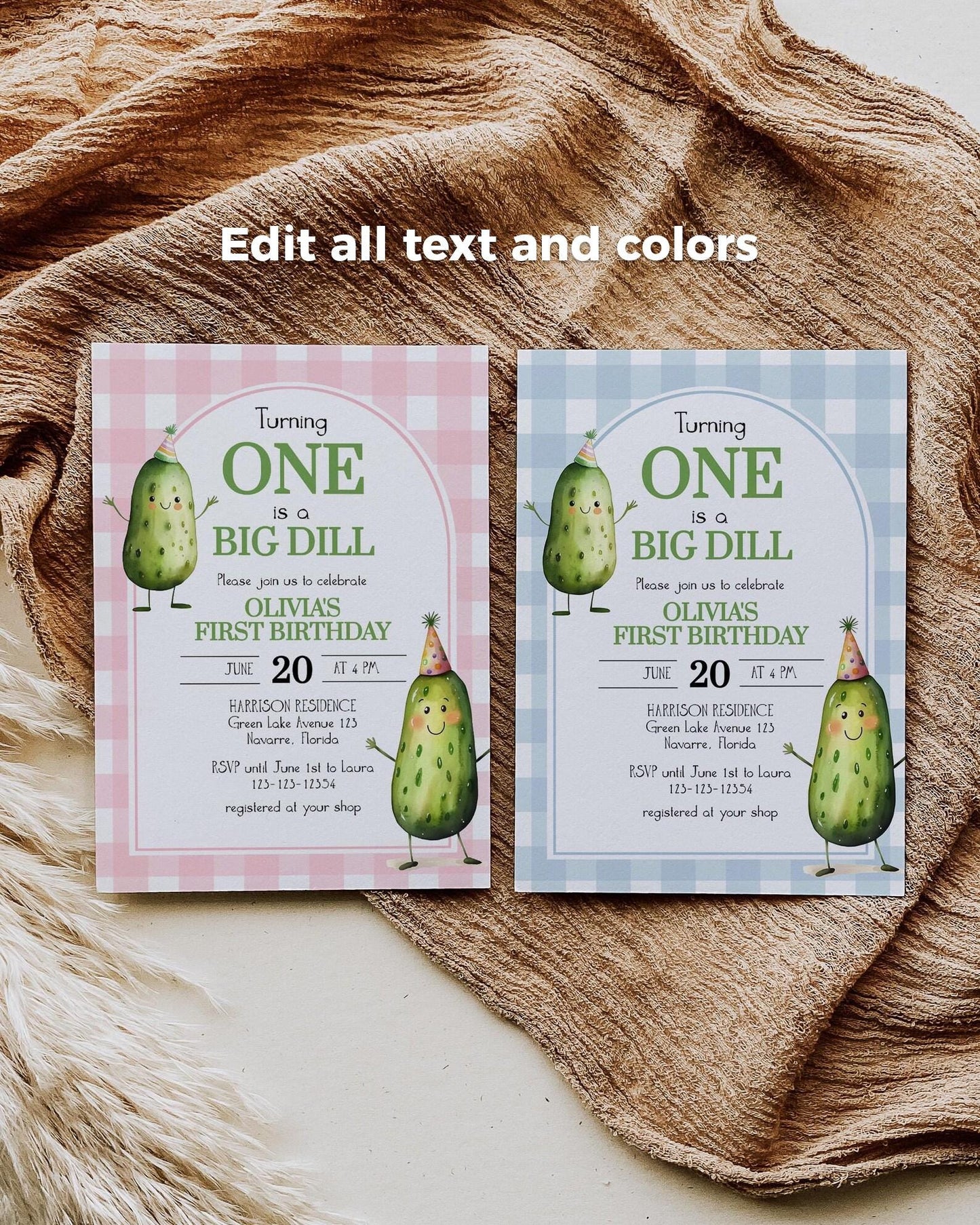 ONE Big Dill Pickle themed Welcome Sign for First Birthday Boy or Girl, Gender Neutral 1st Birthday Decorations Pickle Party Template #068 - TheLovebirdsDesign