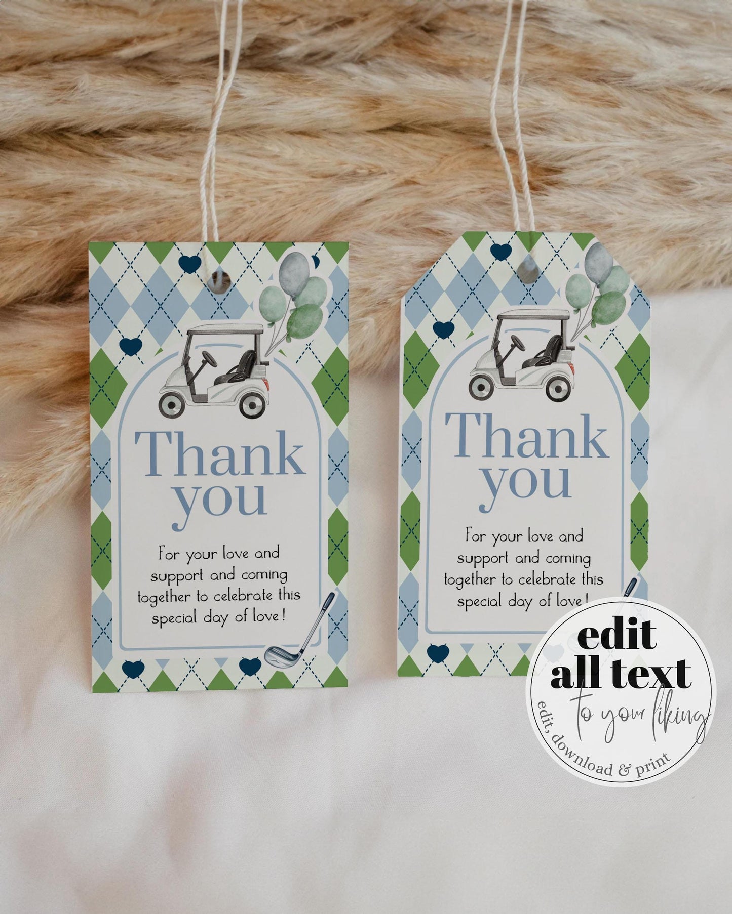 Boy Golf Baby Shower Favor Tags Label and Sticker, Golfing Baby Shower Party Decorations Template, Par-Tee Golf Printable Thank you Tag #068 - TheLovebirdsDesign