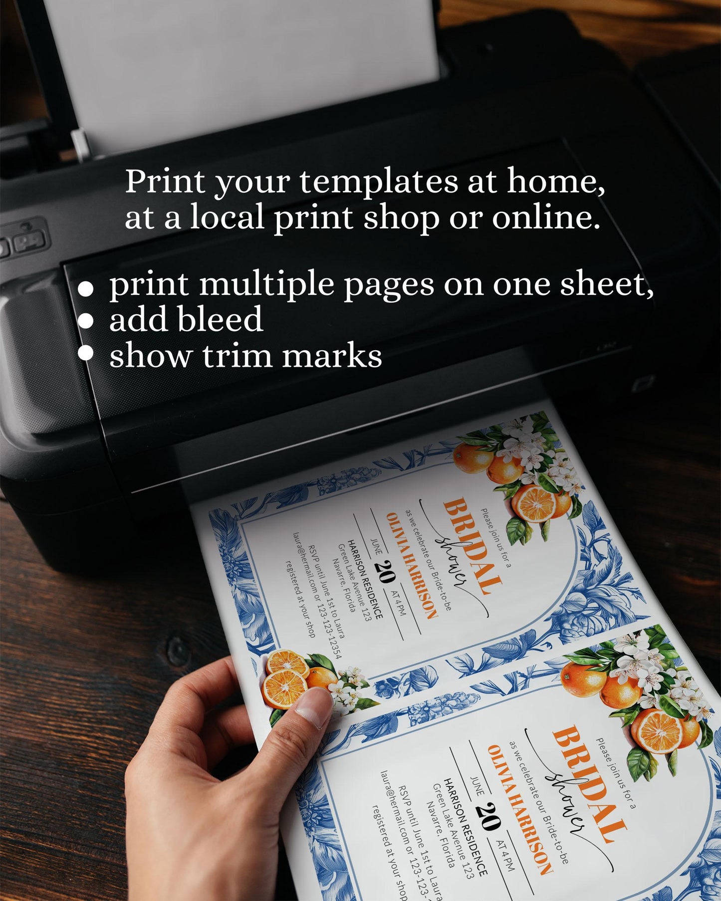 Orange Blue Toile Tile Bridal Shower Invitation Editable Amalfi Coast Positano Bridal Shower Invite Mediterranean Bachelorette Template #072 - TheLovebirdsDesign