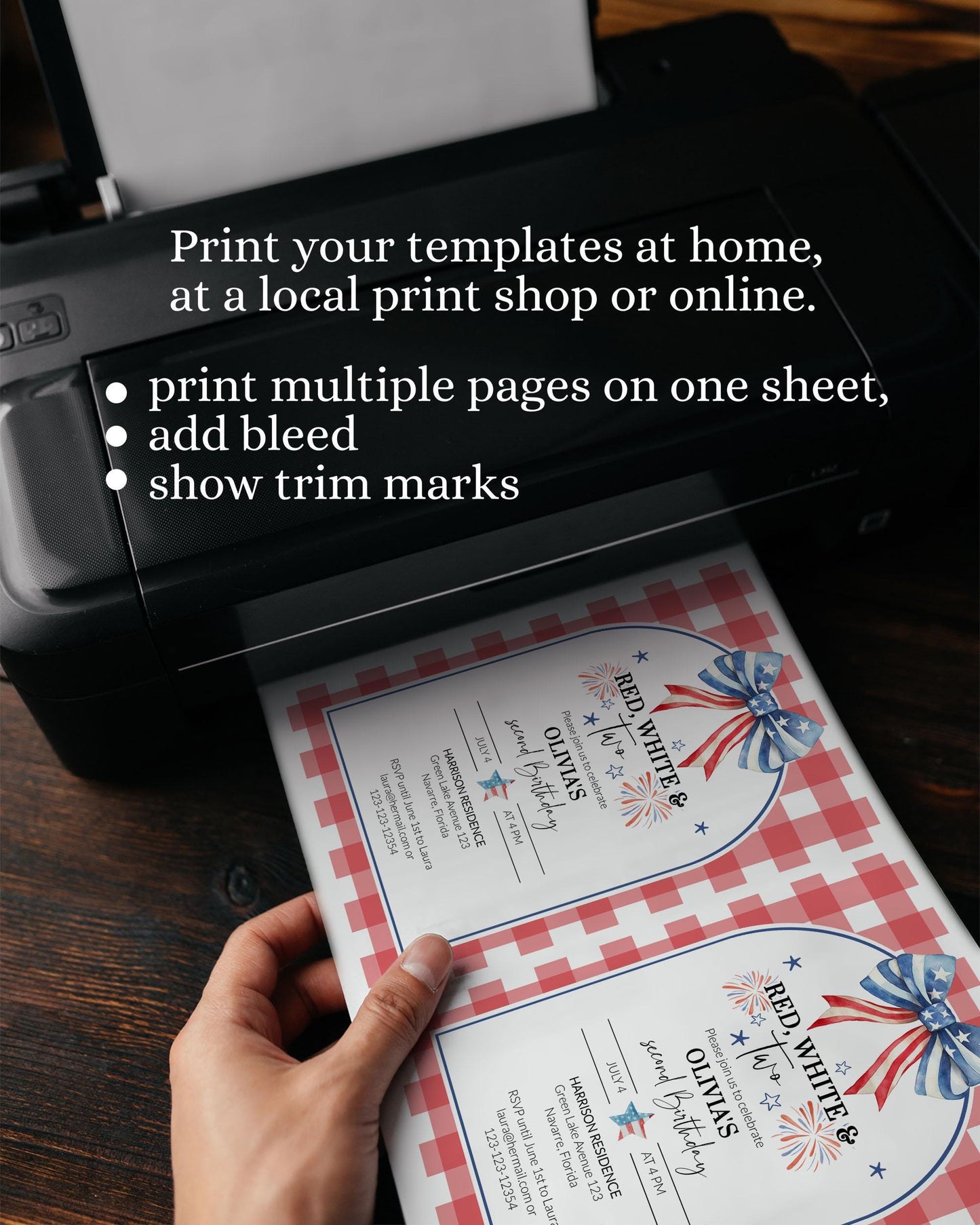 4th of July Second Birthday Invitation BBQ Burger 2nd Birthday Invite Red White and TWO Patriotic Independence Day Invitation Template #072 - TheLovebirdsDesign