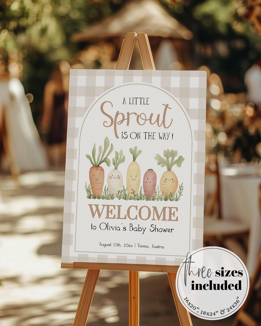 Little Sprout Baby Shower Welcome Sign Grown With Love Farmers Market Party Printable 003LS-WLCM - marryful.org