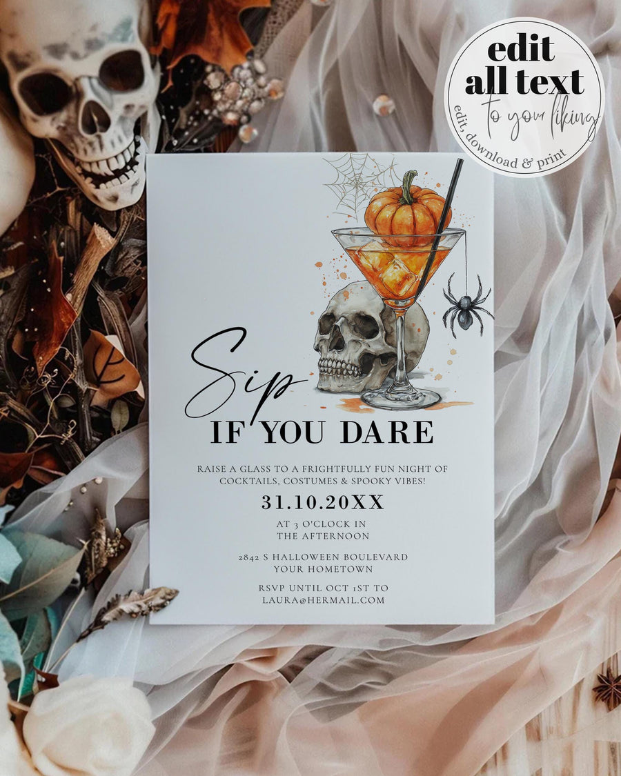 Halloween Cocktail Party Invitation Template, Adult Costume Celebration Printable #070 - marryful.org