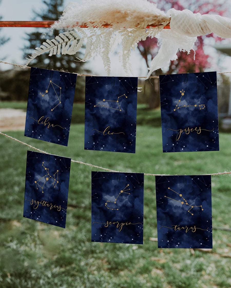 Celestial Table Numbers Template, Zodiac Constellation Wedding Printable Décor #066 - marryful.org