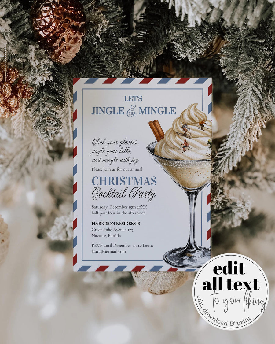 Après Ski Christmas Cocktail Party Invitation Template, Winter Martini Theme #072 - marryful.org