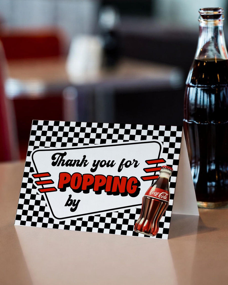 Ready to Pop Thank You Card Template, Soda Shop Retro Diner Baby Shower - marryful.org