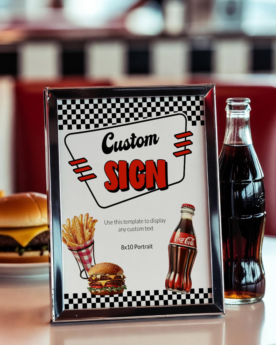 Custom Ready to Pop Baby Shower Welcome Sign Template, Retro Diner Soda Shop - marryful.org