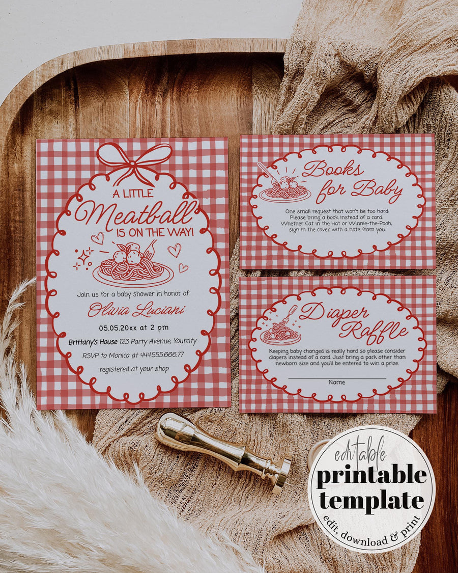 Italian Baby Sprinkle Invitation Template, Mommy's Meatball Theme, Digital Download 034SD-BRINV - marryful.org