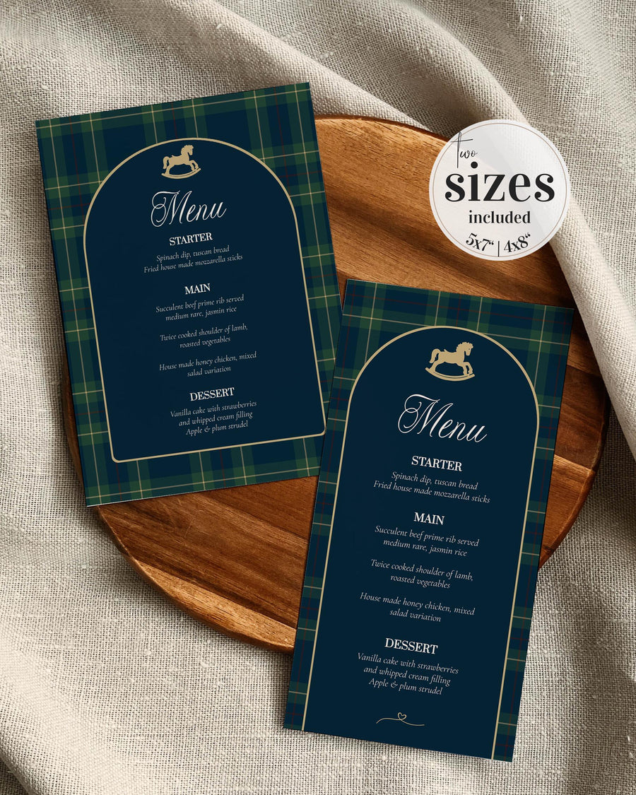 Baby Shower Menu Template, Vintage Rocking Horse Table Menu, Digital Download 068RH-MENU - marryful.org