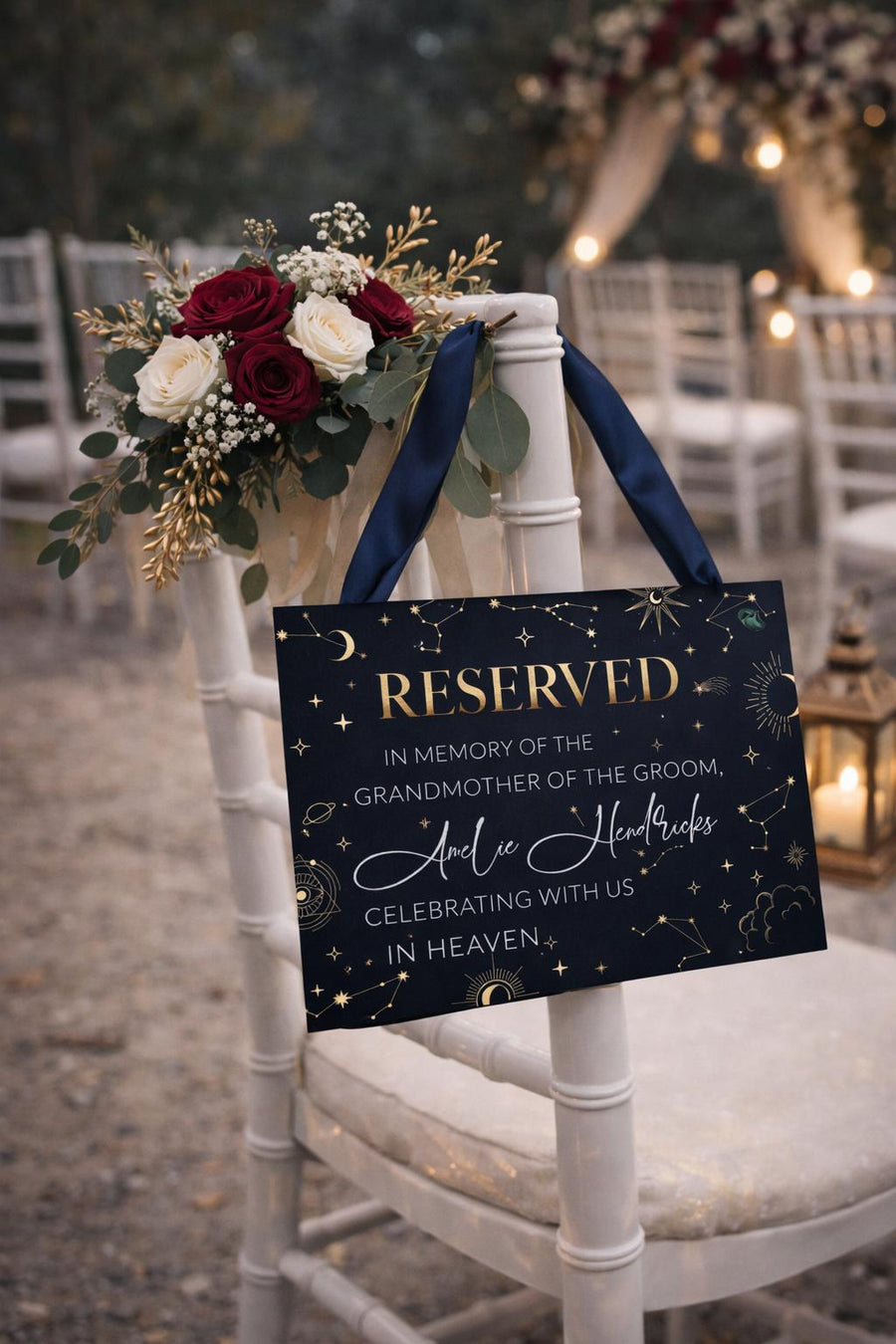 Celestial Memorial Chair Sign Template, Reserved for Someone in Heaven Moon Wedding Printable 063CE-RESI - marryful.org