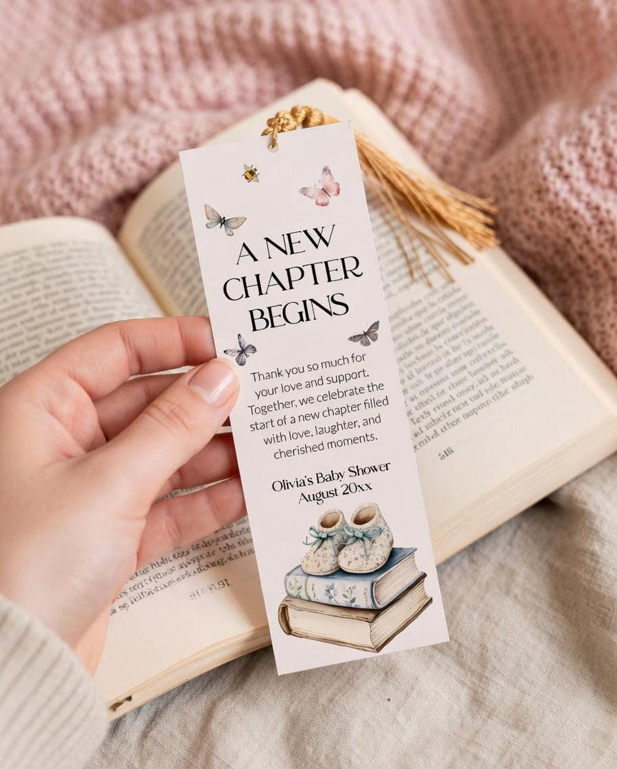 Storybook Baby Shower Bookmark Template, Book Themed Favor Tag Bookmark Printable 077ST-BOMA - marryful.org