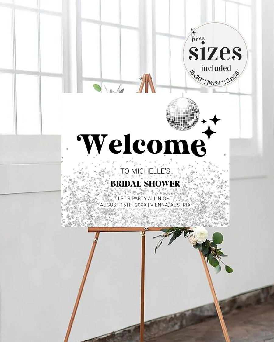 Retro Bachelorette Party Decor Welcome Sign, 70s Wedding Theme with Magic Stars #065d - marryful.org