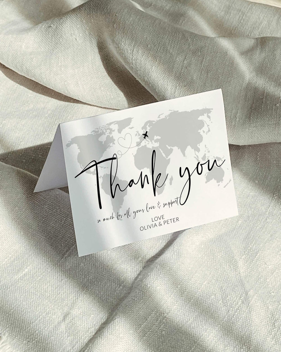 Destination Wedding Thank You Card Template, Travel Theme Printable 072W-THCA - marryful.org