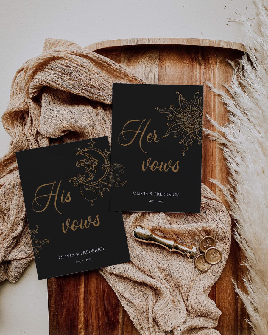 Celestial Wedding Vows Book Cover Template | Editable and Printable - marryful.org