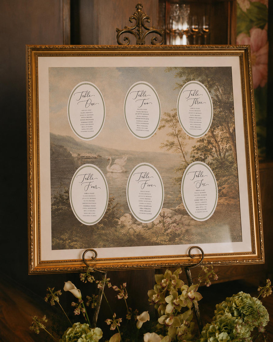 Oval Seating Chart Cards Template, Vintage Lace Trim Wedding Escort Display, Editable Assignment Printable 040WH-SEAT - marryful.org