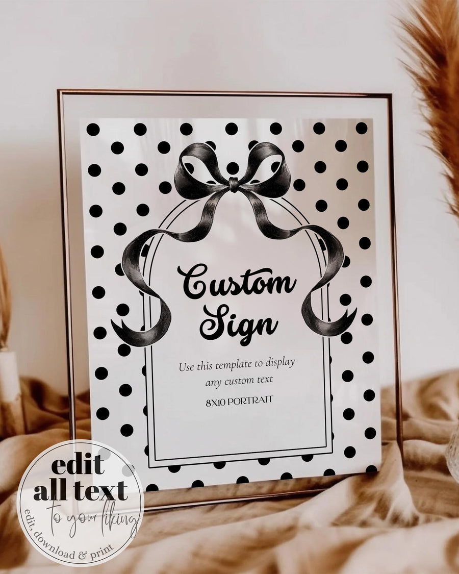 Spotted Birthday Custom Sign, Polka Dot Party Poster Editable Digital Template 083BW-CUSI - marryful.org